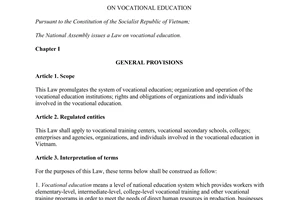Law No. 74/2014/QH13 on vocational education
