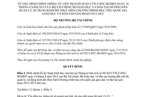 Quyết định 3032/QĐ-BTC 2014 đính chính 40/2013/TTLT-BTC-BGDĐT quản lý sử dụng kinh phí giáo dục