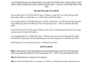 Quyết định 3036/QĐ-BTC 2014 Kế hoạch Chiến lược phát triển Thống kê Việt Nam 2011 2020 đến 2030