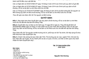 Quyết định 27/2014/QĐ-UBND bồi thường hỗ trợ tái định cư khi Nhà nước thu hồi đất Đồng Tháp