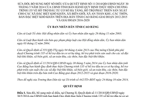 Quyết định 38/2014/QĐ-UBND sửa đổi 11/2014/QĐ-UBND Cao Bằng 2012 2015 2016 2020