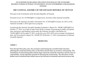 Resolution No. 86/2014/QH13 the economic restructuring in public investment state enterprises