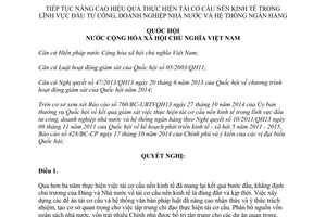 Nghị quyết 86/2014/QH13 tái cơ cấu nền kinh tế đầu tư công doanh nghiệp nhà nước hệ thống ngân hàng