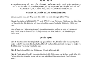 Quyết định 2655/2014/QĐ-UBND quy chế theo dõi đôn đốc kiểm tra việc thực hiện nhiệm vụ Hải Phòng