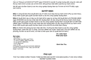 Quyết định 3789/QĐ-UBND thủ tục hành chính thuộc thẩm quyền ban quản lý khu công nghiệp Quảng Nam 2014