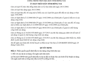 Quyết định 59/2014/QĐ-UBND thẩm quyền thẩm định quyết định đầu tư xây dựng công trình Đồng Nai