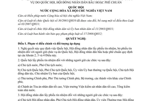 Nghị quyết 85/2014/QH13 lấy phiếu tín nhiệm bỏ phiếu tín nhiệm người giữ chức vụ Quốc hội Hội đồng nhân dân