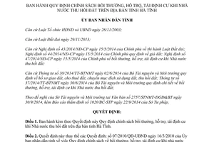 Quyết định 75/2014/QĐ-UBND bồi thường hỗ trợ tái định cư khi Nhà nước thu hồi đất Hà Tĩnh