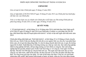 Nghị quyết 79/NQ-CP phiên họp Chính phủ thường kỳ tháng 10 năm 2014