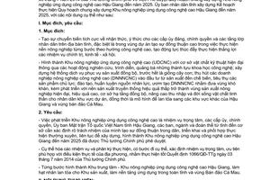 Kế hoạch 92/KH-UBND 2014 thực hiện 1066/QĐ-TTg Quy hoạch chung xây dựng Khu nông nghiệp công nghệ cao Hậu Giang