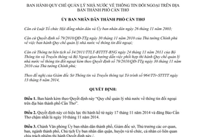 Quyết định 13/2014/QĐ-UBND Quy chế quản lý nhà nước thông tin đối ngoại Cần Thơ