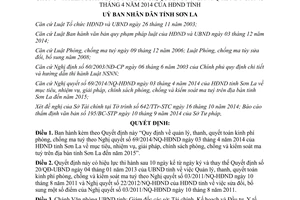 Quyết định 26/2014/QĐ-UBND quản lý thanh quyết toán kinh phí phòng chống kiểm soát ma tuý 69/2014/NQ-HĐND Sơn La