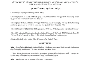 Quyết định 627/QĐ-QLD năm 2014 rút số đăng ký lưu hành thuốc khỏi Danh mục được cấp số đăng ký Việt Nam