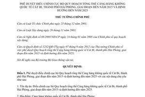 Quyết định 1994/QĐ-TTg năm 2014 Quy hoạch tổng thể Cảng hàng không quốc tế Cát Bi Hải Phòng