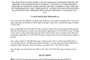 Quyết định 28/2014/QĐ-UBND sửa đổi 11/2012/QĐ-UBND bồi thường hỗ trợ tái định cư Sơn La 2011 2015