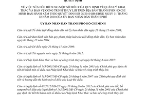 Quyết định 35/2014/QĐ-UBND sửa đổi 08/2010/QĐ-UBND quản lý khai thác bảo vệ công trình thủy lợi Hồ Chí Minh