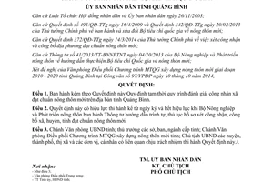 Quyết định 3175/QĐ-UBND 2014 quy định tạm thời quy trình đánh giá công nhận xã đạt chuẩn nông thôn mới Quảng Bình