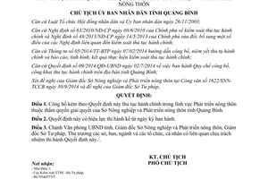 Quyết định 3173/QĐ-UBND năm 2014 thủ tục hành chính Phát triển nông thôn thuộc Sở Nông nghiệp Quảng Bình