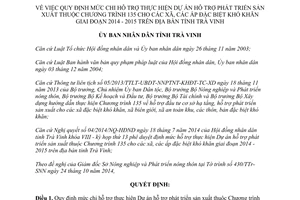 Quyết định 27/2014/QĐ-UBND mức chi hỗ trợ Dự án hỗ trợ phát triển sản xuất Chương trình 135 2014 2015 Trà Vinh