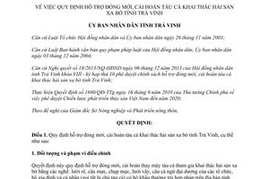 Quyết định 28/2014/QĐ-UBND hỗ trợ đóng mới cải hoán tàu cá khai thác hải sản xa bờ Trà Vinh