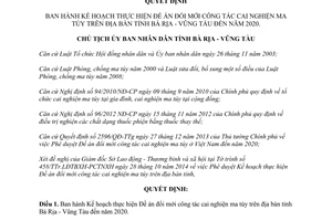 Quyết định 2414/QĐ-UBND kế hoạch thực hiện đề án đổi mới công tác cai nghiện ma túy Bà Rịa Vũng 2014