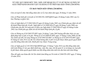 Quyết định 60/2014/QĐ-UBND thu nộp quản lý Lệ phí cấp giấy phép kinh doanh vận tải ô tô Lâm Đồng