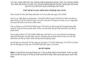 Quyết định 1631/QĐ-UBND thủ tục hành chính thuộc thẩm quyền sở xây dựng Quảng Ngãi 2014