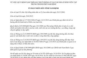 Quyết định 26/2014/QĐ-UBND giá thuê phòng Cụm nhà ở sinh viên tập trung Nam Định