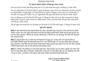 Quyết định 3515/QĐ-UBND năm 2014 công bố niêm yết thủ tục hành chính Quảng Nam