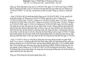 Công văn 5178/TCT-CNTT năm 2014 hỗ trợ kê khai thuế theo 119/2014/TT-BTC