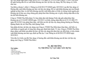 Công văn 73/BXD-VLXD năm 2014 hướng dẫn xuất khẩu khoáng sản làm vật liệu xây dựng