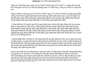 Công văn 5210/TCT-QLN năm 2014 thu hồi giấy chứng nhận đăng ký Hợp tác xã