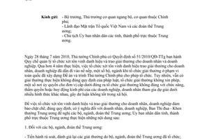 Công văn 2487/BTĐKT-VI năm 2014 xét tôn vinh danh hiệu trao giải thưởng doanh nhân doanh nghiệp