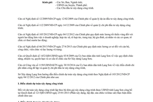 Công văn 722/SXD-KTKH&VLXD năm 2014 điều chỉnh dự toán theo mức lương tối thiểu vùng Lạng Sơn