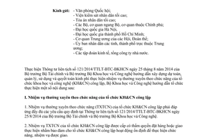 Công văn 4079/BKHCN-TCCB 2014 dự toán quản lý quyết toán kinh phí nhiệm vụ thường xuyên tổ chức khoa học
