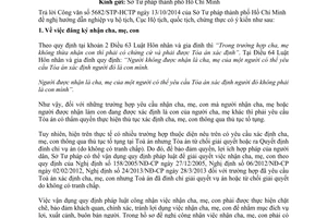 Công văn 5577/HTQTCT-HT yêu cầu nhận con đang được xác định là con của người cha mẹ khác