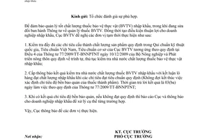 Công văn 2106/BVTV-QLT 2014 kiểm tra chất lượng thuốc bảo vệ thực vật nhập khẩu