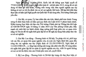 Công văn 2298/TTg-KGVX năm 2014 thực hiện 77/2014/QH13 Kế hoạch phát triển kinh tế xã hội 2015
