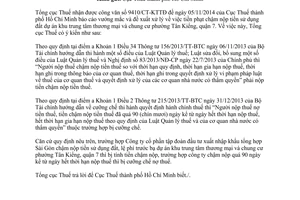 Công văn 5078/TCT-QLN năm 2014 chậm nộp tiền sử dụng đất