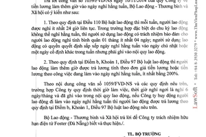 Công văn 4541/LĐTBXH-LĐTL năm 2014 tiền lương làm thêm giờ ngày nghỉ hằng tuần