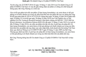 Công văn 11946/BCT-KHCN năm 2014 chứng nhận sản phẩm có chứng chỉ chất lượng để thông quan