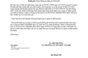 Công văn 6907/BGDĐT-TCCB 2014 giải đáp vướng mắc Nghị định 19/2013/NĐ-CP