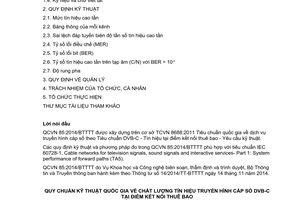 Quy chuẩn kỹ thuật quốc gia QCVN 85:2014/BTTTT về Chất lượng tín hiệu truyền hình cáp số DVB-C tại điểm kết nối thuê bao