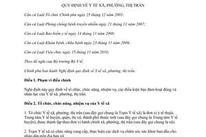 Nghị định 117/2014/NĐ-CP Y tế xã phường thị trấn hoạt động Y tế xã