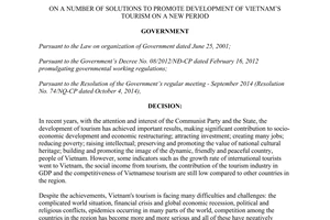 Resolution 92/NQ-CP solutions to promote development of tourism on a new period