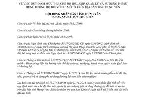 Nghị quyết 18/2014/NQ-HĐND mức thu quản lý sử dụng phí sử dụng đường bộ xe mô tô Hưng Yên