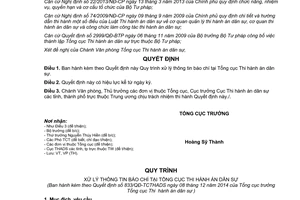 Quyết định 833/QĐ-TCTHADS 2014 xử lý thông tin báo chí