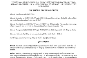 Quyết định 675/QĐ-QLD năm 2014 danh mục 01 thuốc tránh thai được cấp số đăng ký lưu hành tại Việt Nam
