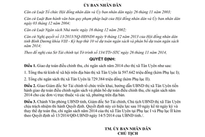 Quyết định 46/2014/QĐ-UBND giao dự toán điều chỉnh thu chi ngân sách 2014 Tân Uyên Bình Dương