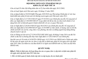 Nghị quyết 65/2014/NQ-HĐND mức chi cơ quan đơn vị cấp tỉnh định mức phân bổ chi ngân sách cấp dưới 2015 Bình Thuận